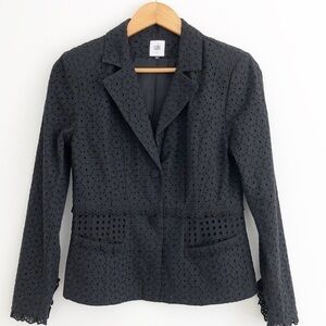 Cabi #5293 Black Boho Flamenco 100% Cotton Eyelet Lace Jacket Blazer 2